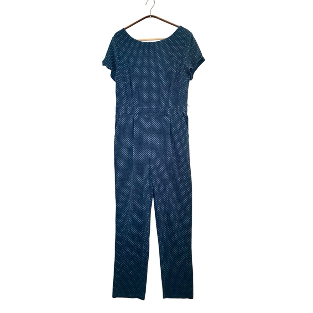 Boden Caitlin Jersey Jumpsuits Polka Dot Blue Size 14